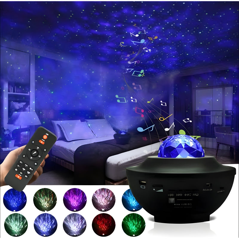 Compact Multi-Functional LED Galaxy Projector Light With Built-In Bluetooth Speaker – Portable Mini Design