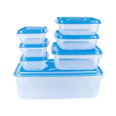 KEA STYLE FOOD CONTAINERS, THUMB LOCK FOOD CONTAINER, STACKABLE PLASTIC STORAGE BOXES ( 7PC SET)